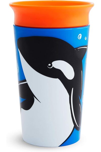 Munchkin Miracle 360 Wild Love Sippy Cup, 9 oz, Orca, Plastic, Multicolor