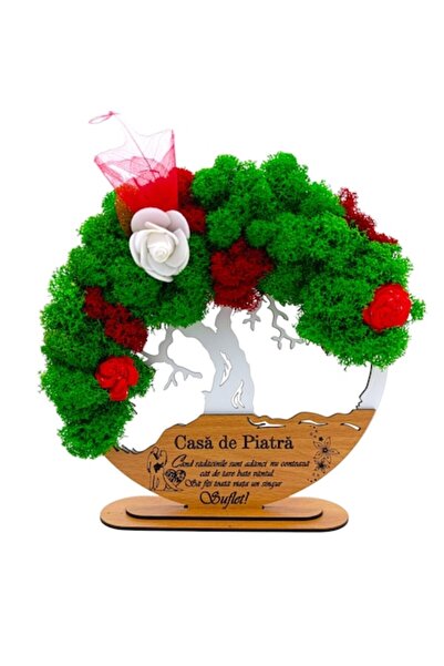 OEM Ramă Copacul Vieții cu Licheni Stabilizați, Personalizată, 20 cm, Albă