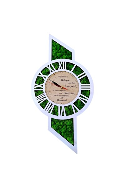 OEM Wall clock with stabilized moss, gift for boss/colleague, 60x30 cm, white