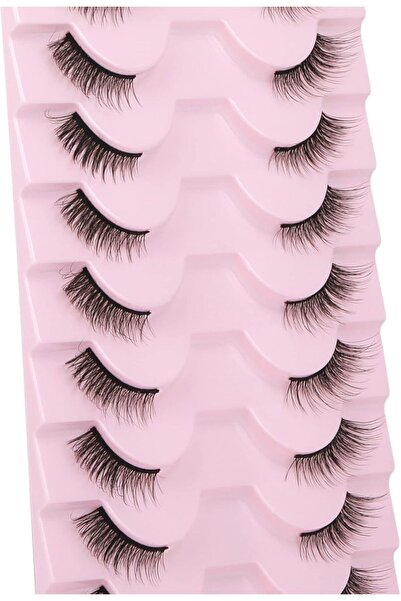 FANXITON رموش صناعية ناعمة ثلاثية الأبعاد من فرو المنك الصناعي، مقاس 10 مم، 10 أزواج