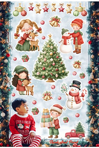 Think And Print Σετ αυτοκόλλητων για παιδικό δωμάτιο με θέμα τα Χριστούγεννα ...