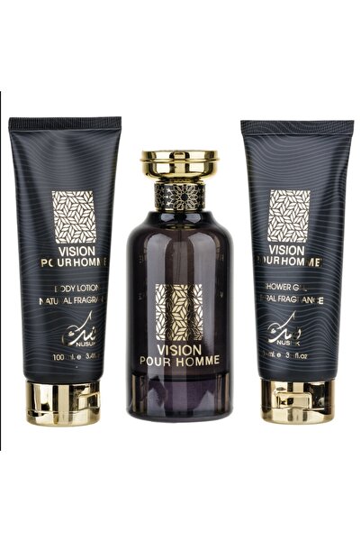 Nusuk Vision Pour Homme Gift Set–Eau de Parfum 100 ml+Shower Gel 100 ml+Body Lotion 100 ml–Nusuk