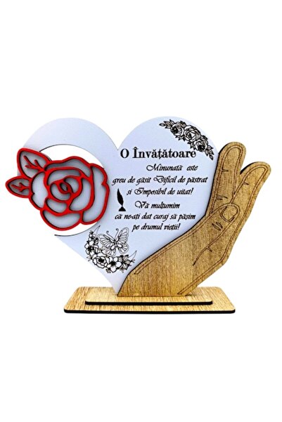 OEM Ramă decorativă inimă cu trandafir, personalizată „O Învățătoare Minunată...