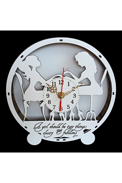 OEM Blank desk clock for lichens, personalized "Classy&fabulous", for manicure, 22 cm, white