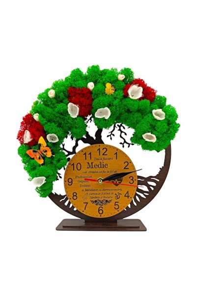OEM Ceas decorativ copacul Vieții” cu licheni, mesaj pentru Medic,25 cm