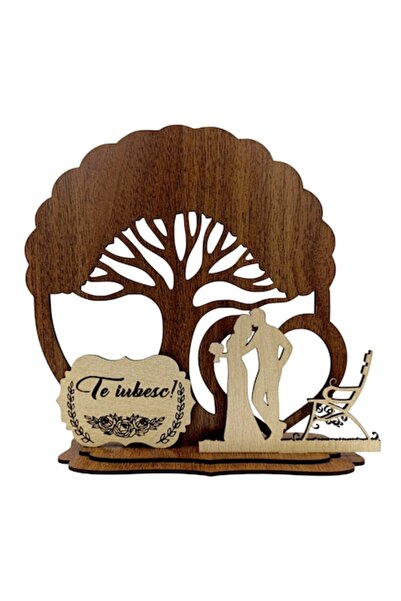 OEM Siluetă de brad din lemn cu mesajul „Te iubesc!” - Cadou personalizat, 20...
