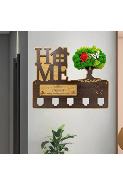 OEM Key holder with stabilized lichens and message for Family 40 x 30 cm