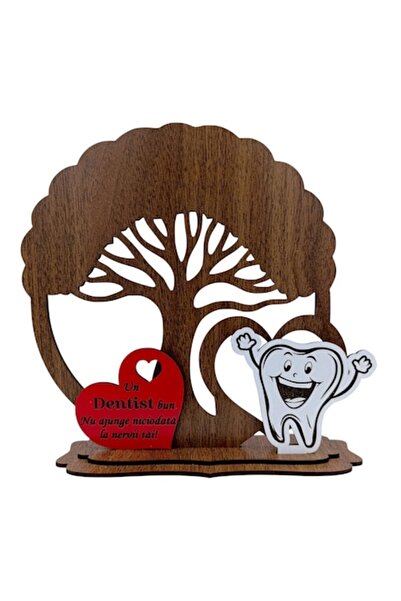 OEM Siluetă de copac pentru dentist, cadou personalizat, lemn, 20 cm, nuc
