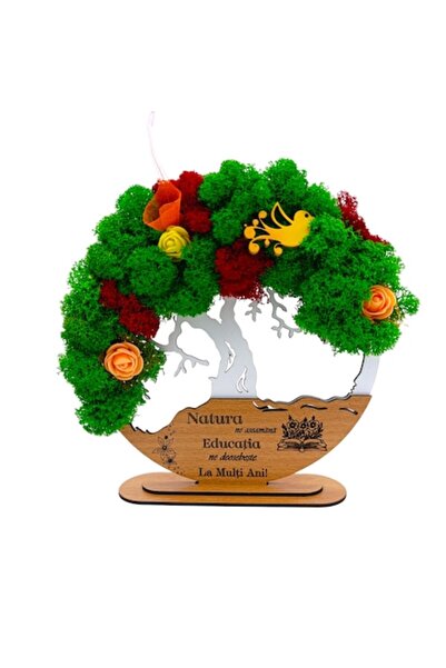 OEM Operă de artă Copacul Vieții cu licheni stabilizați, mesaj personalizat, ...