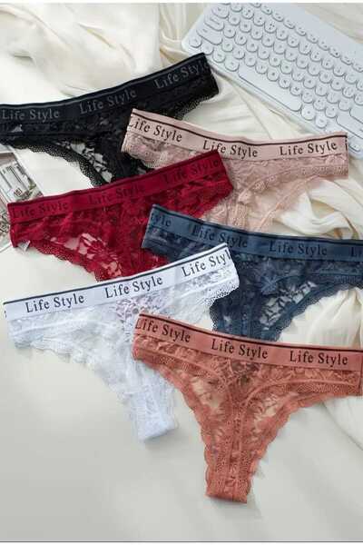 takıbahçesi 1 Adet Seksi File Nefes Alabilir Dantel Kadın Tanga Kilot Seti Be...