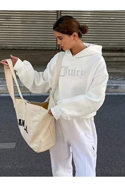 Bozz&Bozz Collection Women's Oversized Juicy Crystal Stone Printed Hoodie Thick Sweatshirt