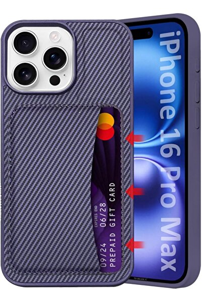 Margoun جراب iPhone 16 Pro Max مع حامل بطاقات قابل للفصل، نسيج ألياف الكربون ...