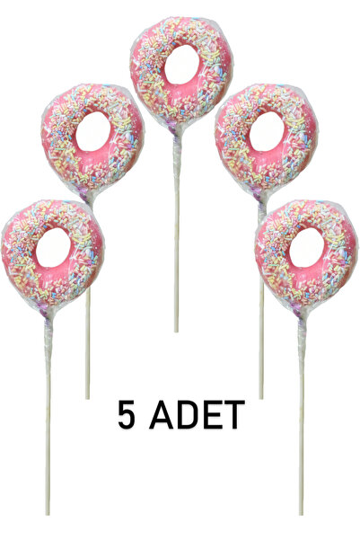 Büyük Boy Halka Sosyete Şeker 5 Adet Lolipop Çubuklu Çocuk Doğum Günü
