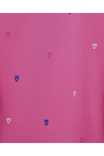 MissRunin Round Neck Heart Patterned Combed Cotton Tunic