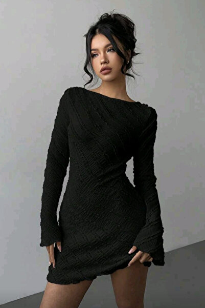 missamour Women's Black Trend Fabric Mini Dress