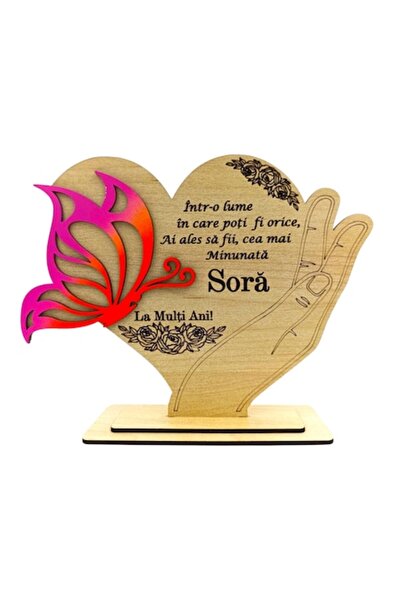 OEM Decorațiune fluture din lemn – Cadou personalizat cu mesaj pentru soră, 2...