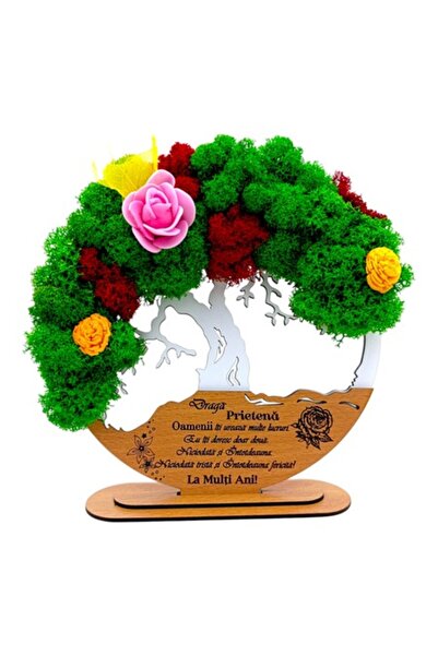 OEM Operă de artă Copacul Vieții cu licheni stabilizați, personalizată „Dragă...