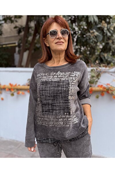 DenizEge Women's Italian Velvet Suit Gray