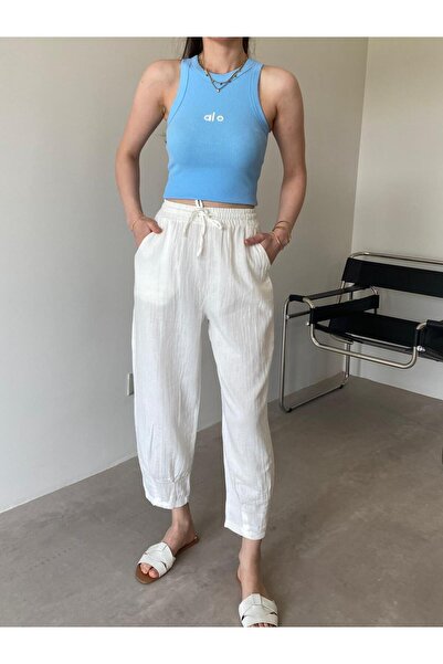 Bade Butik Pantaloni shalwar din muselină ecru