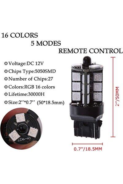 Generic RGB LED 7440 T20 Multi-Color 16-Color White and Red Multi-Color 16-Color Changing Turn Signal Light