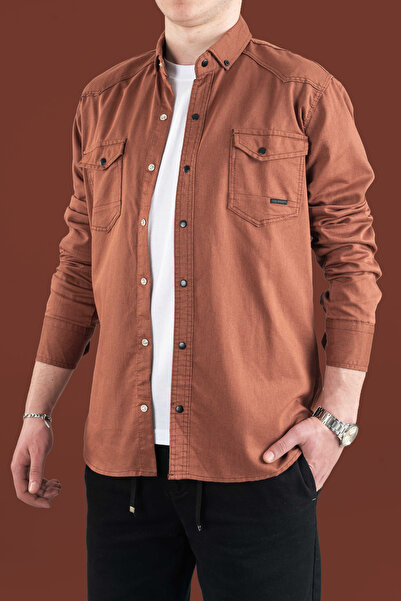 bombe Men's Slim Fit Denim Shirt