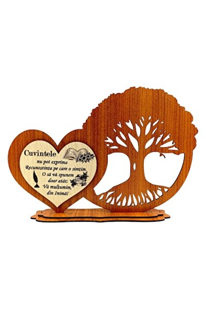 OEM Decorațiune din lemn pentru profesor, Inimă și Pomul Vieții – Mesaj emoți...