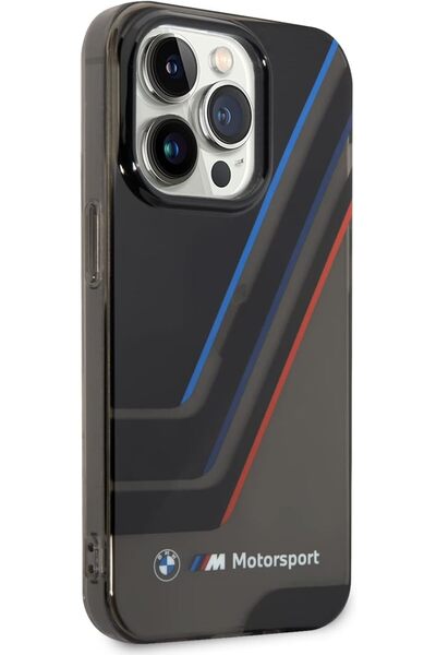 CG Mobile BMW Motorsport AML Case with Clear Stripe for iPhone 15 Pro - Black Silicone