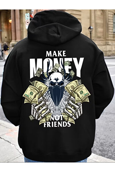 Marco Fresco Unisex Make Money Not Friend Para Printed Hooded Cotton Sweatshirt Hoodie