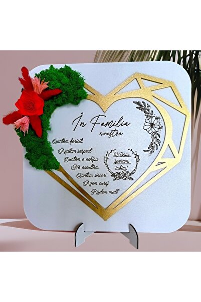 OEM Stabilized Moss Frame, Personalized Message 'In our family...', 30cm, White