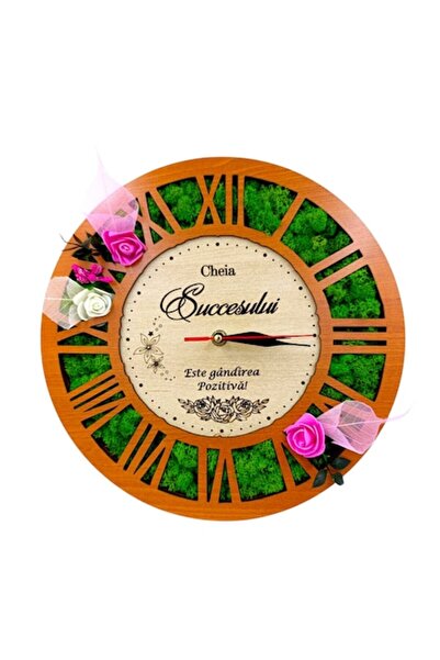 OEM Wall clock with stabilized lichens, personalized gift with message for Te...
