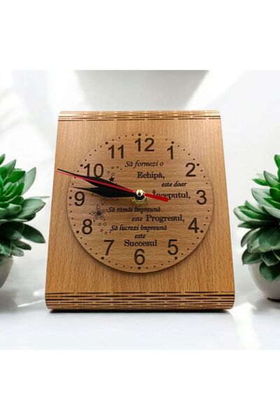 OEM Desk clock, personalized gift - standard message for Boss/Employee, 22x16 cm, brown