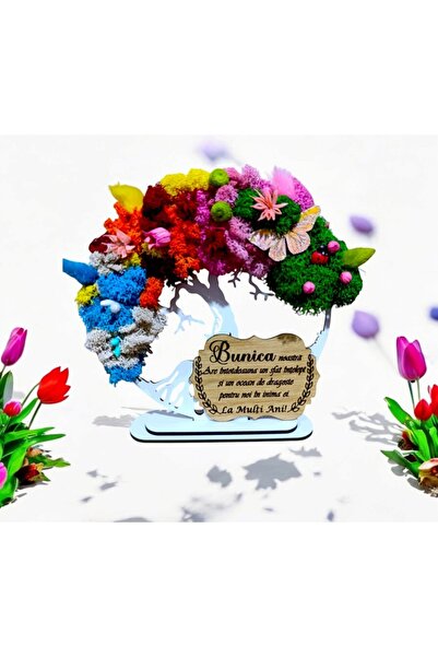 OEM Personalized Tree of Life Painting for Grandma, Stabilized Lichen, 15 cm, Model 2, White