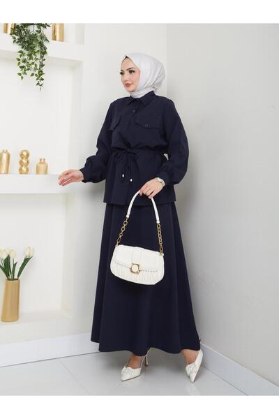 RAZENCİ Women's Two-Piece Suit with Skirt and Shirt with Pocket Details