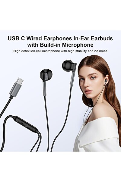 KASTWAVE USB-C Earphones with Microphone & Volume Control — Compatible with Galaxy S25/S24/S22/S21/A54/A53