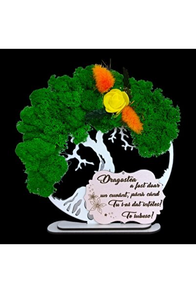 OEM Tree of Life Wall Decoration with Stabilized Moss & Decorative Flowers, Personalized, 15cm, White