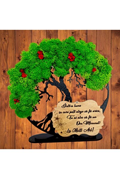 OEM Tree of Life decorative frame with stabilized moss and flowers, personalized, 15cm, model 4, black