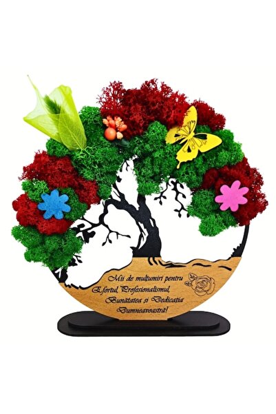 OEM Decorațiune Copacul Vieții cu suport, gravată „Mulțumesc mult..”, 20cm, m...