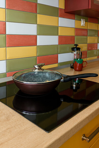 OEM Frying pan with glass lid, 24 cm, 3-layer ceramic coating, 3L capacity