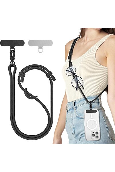 SURPHY حبل جوال مضفر ثنائي اللون قابل للتعديل مع حلقة تثبيت معدنية (عبوة من ق...