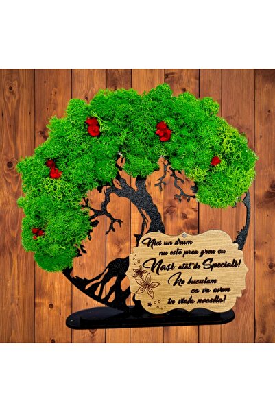 OEM Tree of Life decorative frame with stabilized moss and flowers, personalized, 20 cm, black