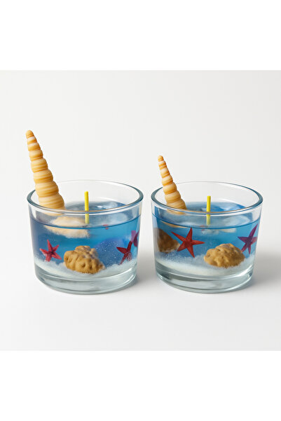 baharak.candle El Yapımı Jel Mum – Akvaryum Efektli, Deniz Kabuklu