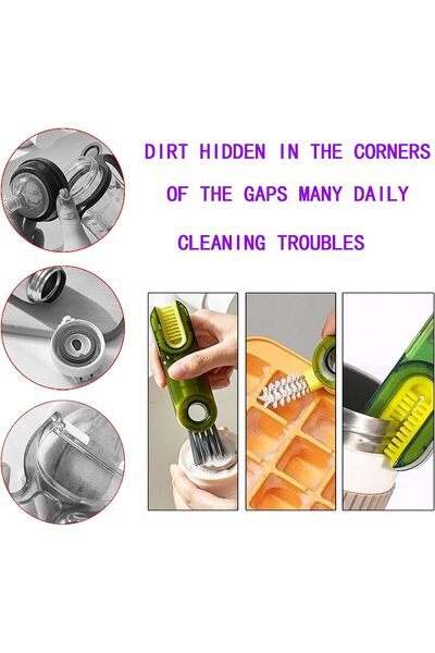 Duomama 3-in-1 Cleaning Brush — Multi-function Tool for Bottles, Baby Bottles, Cups & Lids