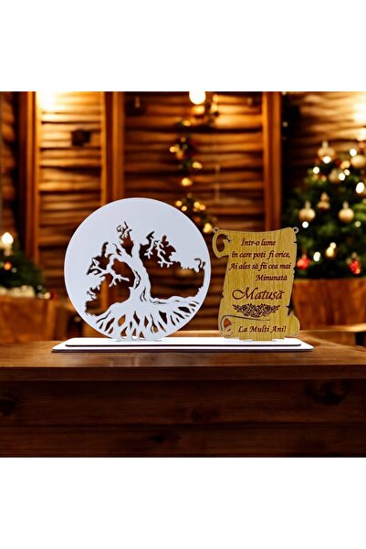 OEM Tree of Life Panel with Plaque - Personalized Gift for Aunt, 30x18 cm, White