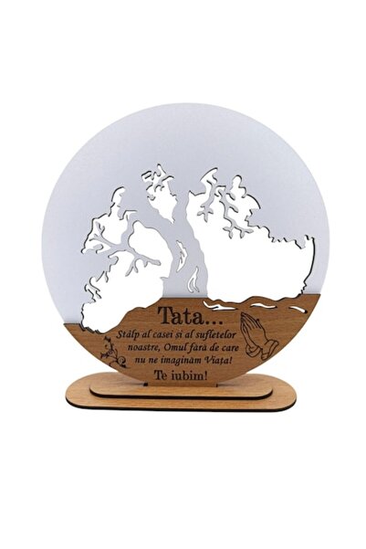OEM Decorațiune inimă personalizată „Copacul Vieții” cu suport din lemn, albă...