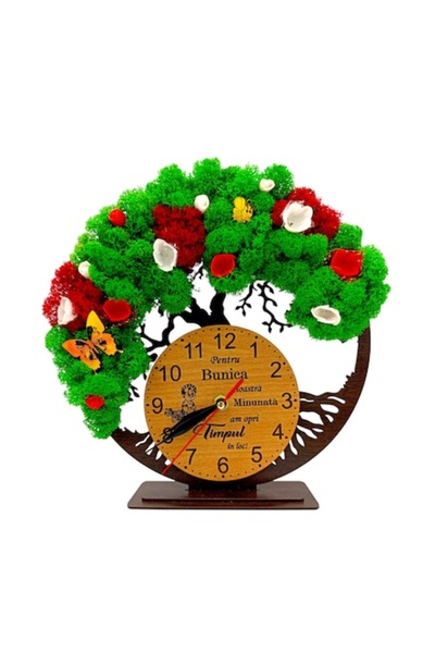 OEM Ceas decorativ Copacul Vieții cu licheni, personalizat pentru bunica, wen...