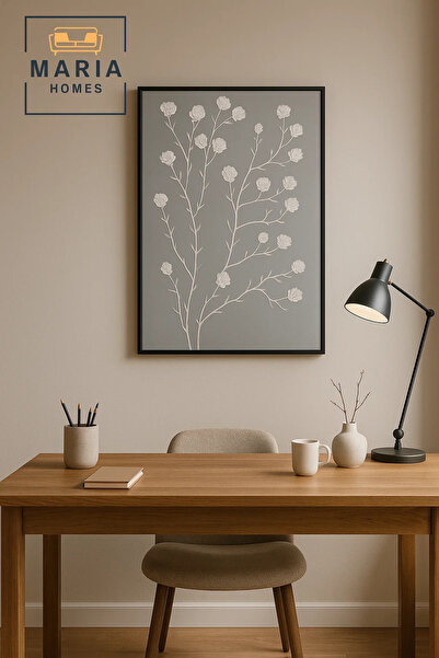 MARIA HOMES Modern 3D Wall Art – Grey Floral Decorative Panel with Raised Flower Design 120×80 cm