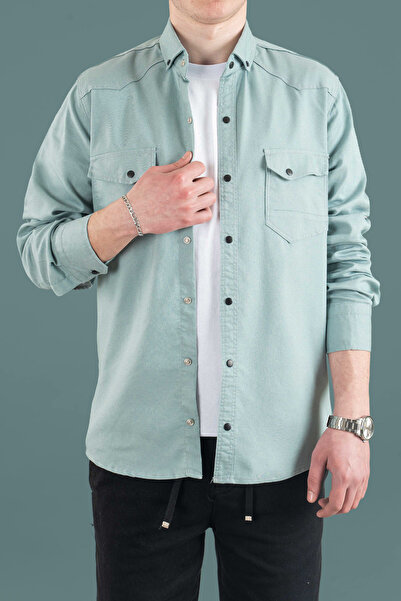 bombe Men's Slim Fit Denim Shirt