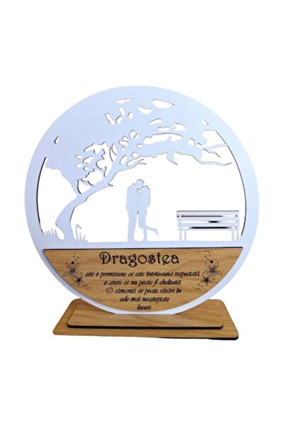 OEM Ramă decorativă „Copac” nefinisată pentru licheni stabilizați, mesaj personalizat, 20 cm, model 4, albă