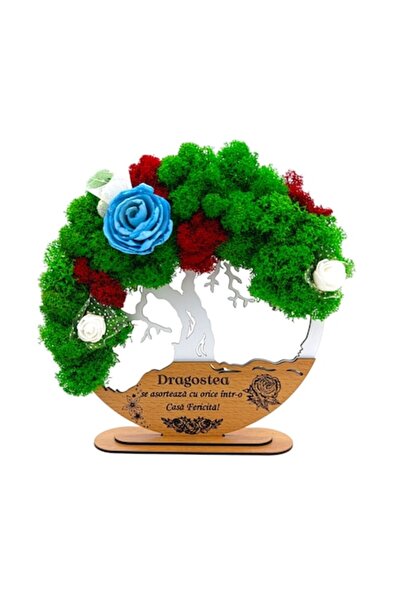 OEM Artă Copacul Vieții cu Licheni Stabilizați, Mesaj Personalizat „Dragostea...