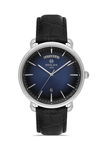 Hislon Cl203S-11Bs Black Leather Strap Men's Watch